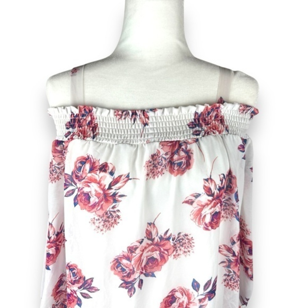 Floral Off the Shoulder Dress Womens Size Large Cottage Romantic Fairy Flowy - Picture 2 of 12